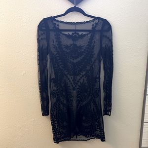 Boutique black lace mesh dress